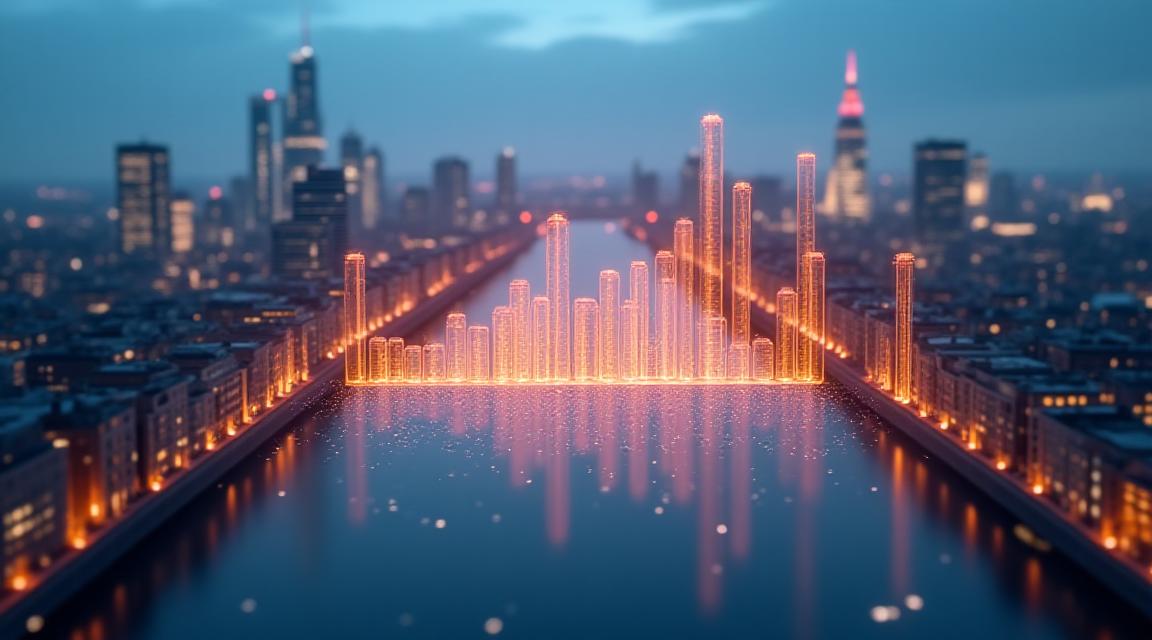 Sophisticated data visualization showing real estate growth trends